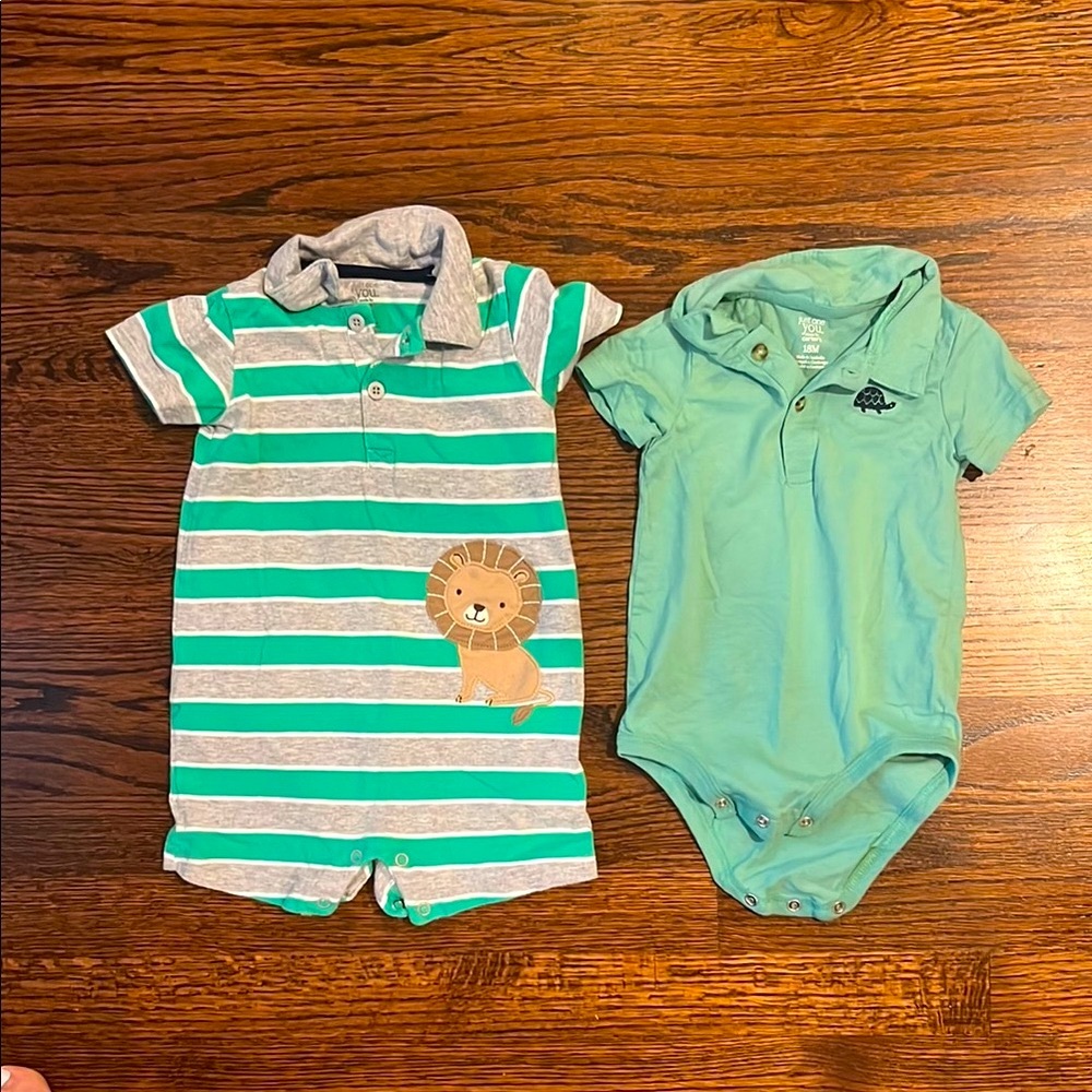 Bundle of Carter's Green and Gray Bodysuits